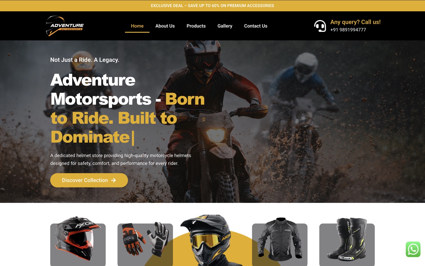 Adventure Motorsports — Motorcycle Helmet & Riding Gear Store built by MR Quest Technologies