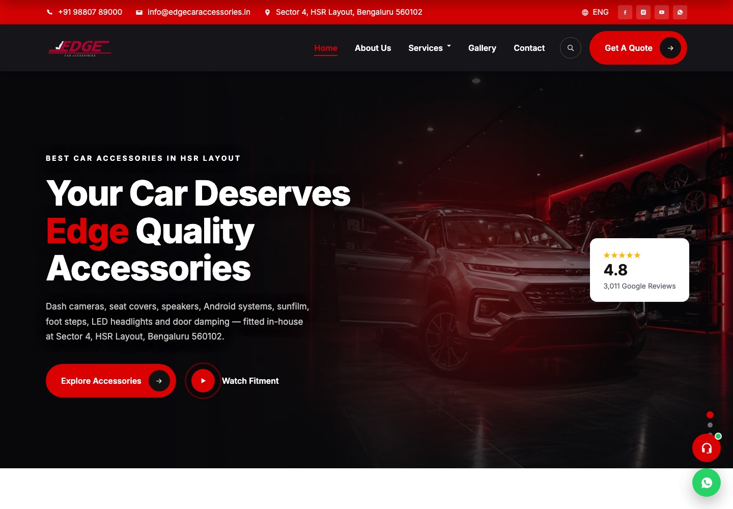 Edge Car Accessories — Car Accessories & In-house Fitment Studio, HSR Layout built by MR Quest Technologies