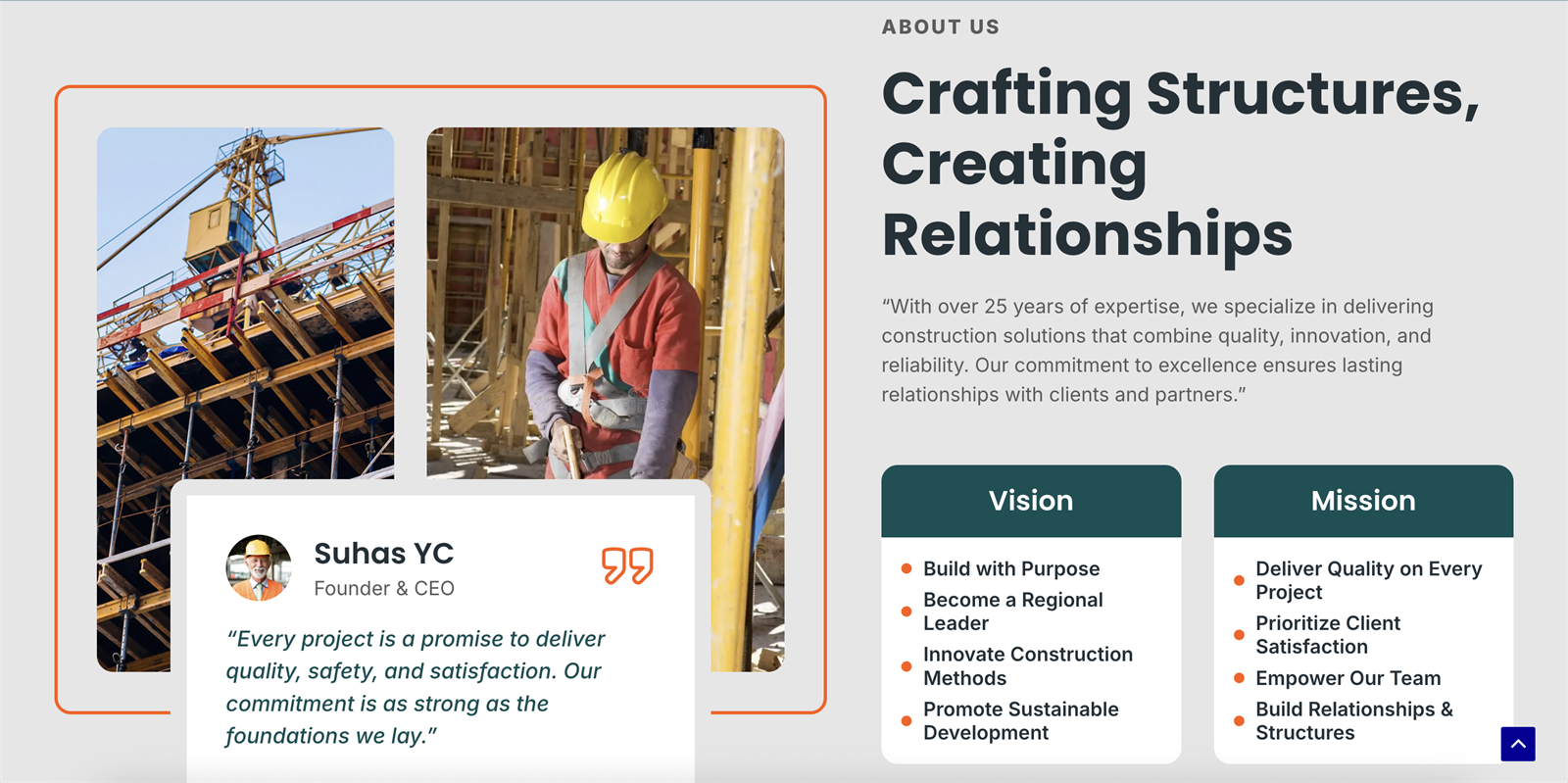 Premier Constructions — Construction Corporate Site built by MR Quest Technologies