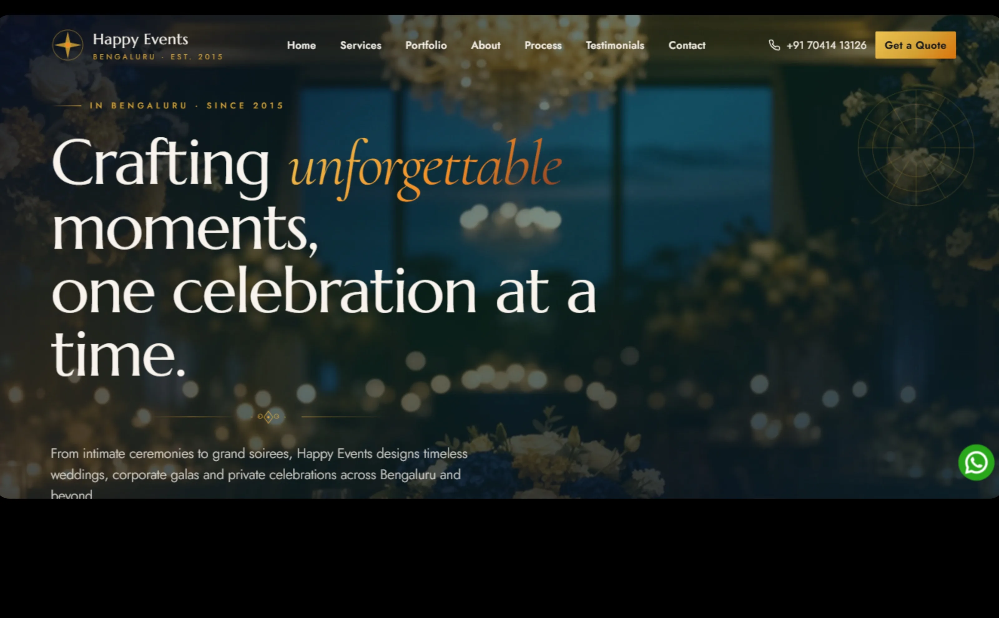 Happy Events — Premium Event Management Website built by MR Quest Technologies